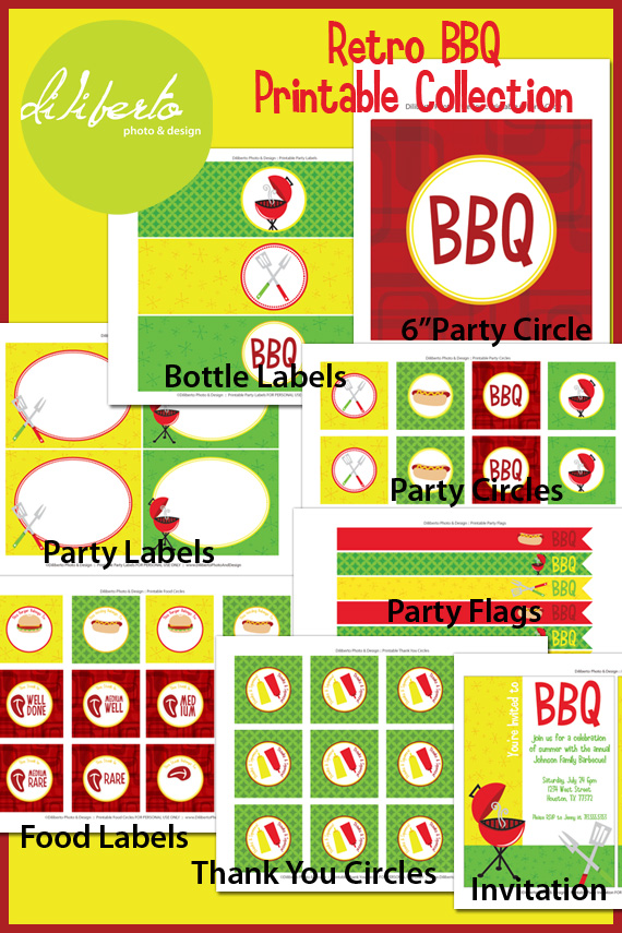 Retro Barbecue BBQ Party Printables from Diliberto Photo And Design