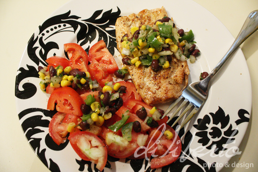 salmon with corn and black bean salsa from diliberto photo and design
