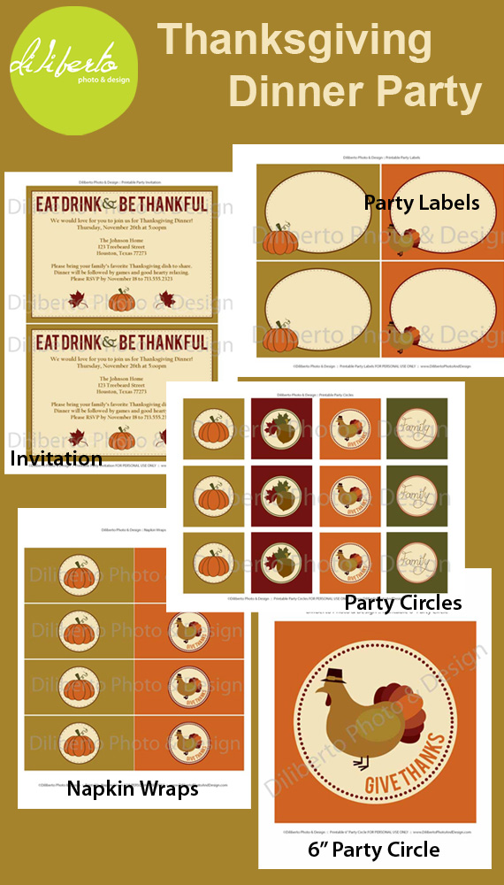 Thanksgiving Party Printables Decorations